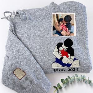 Personalized Gifts for Mom and Dad, Embroidered Photo Sweatshirt / Hoodie