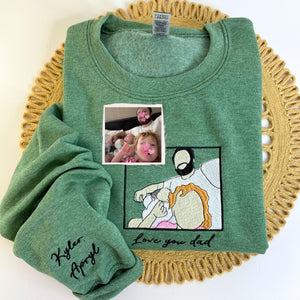 Personalized Gifts for Mom and Dad with Embroidered Photo Portrait, Kids Names on Sleeve - Embroly