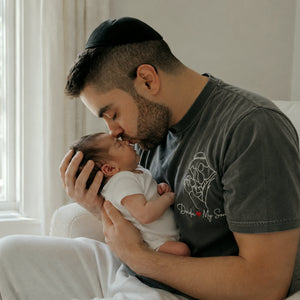 Personalized Dada Photo Line Art T-Shirt Embroidered Outline Gift for Father's Day, Gift from Wife