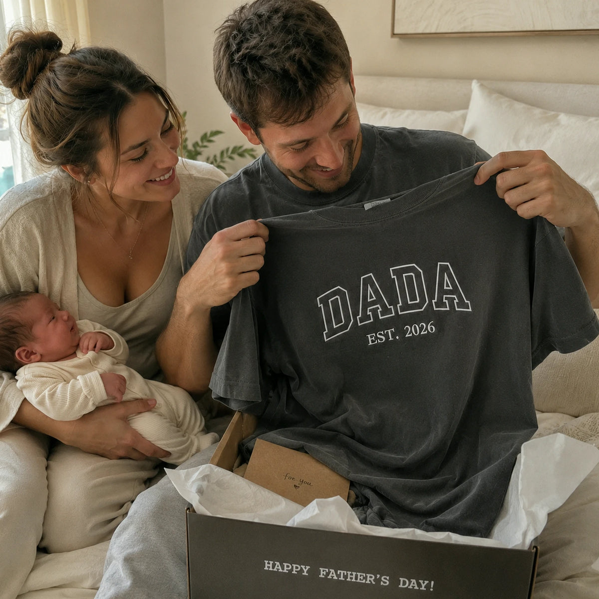 Dada Est T-Shirt or Sweatshirt Embroidered - Fathers Day Gift New Dad from Wife, Girlfriend, Mom, Sister