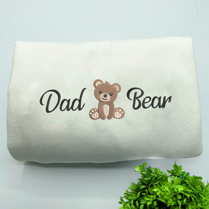 Dad Bear Sweatshirt or Hoodie, Embroidered Gift with Est Year, Kids Names on Sleeve