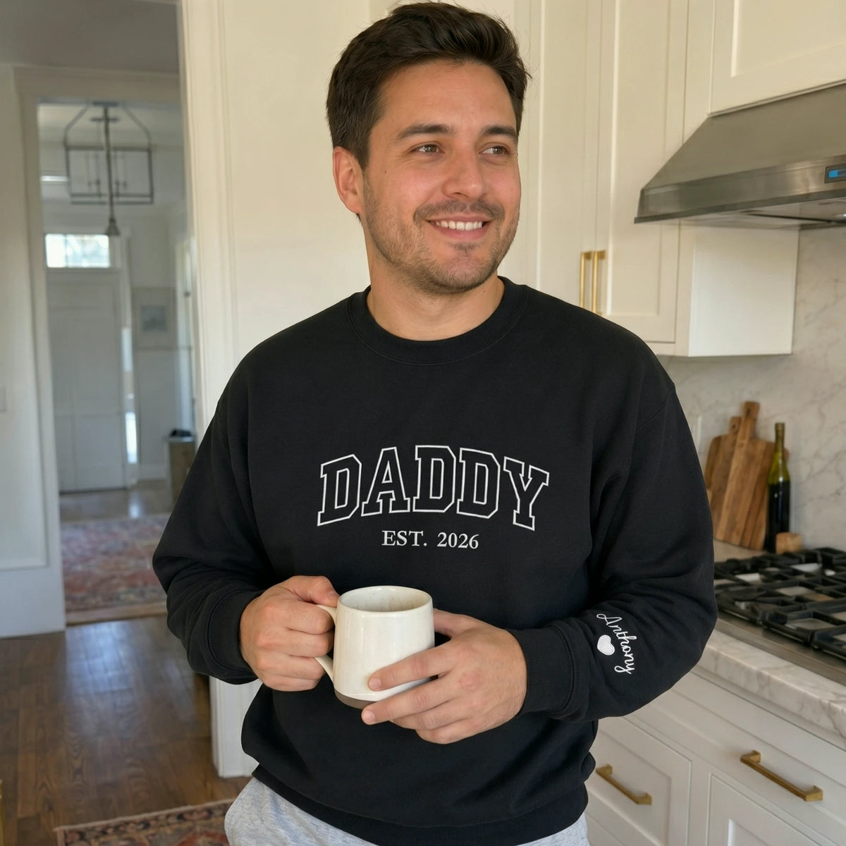 Custom Embroidered Daddy Varsity Est Sweatshirt or Hoodie, Gift for Daddy on Father's Day