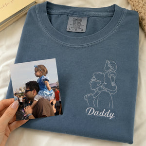 Dad and Daughter Photo Outline T-Shirt or Sweatshirt, Personalized Father's Day Gift