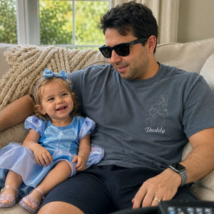 Personalized Daddy Line Art T-Shirt with Custom Embroidered Photo Outline Gift for Father's Day, Gift from Wife