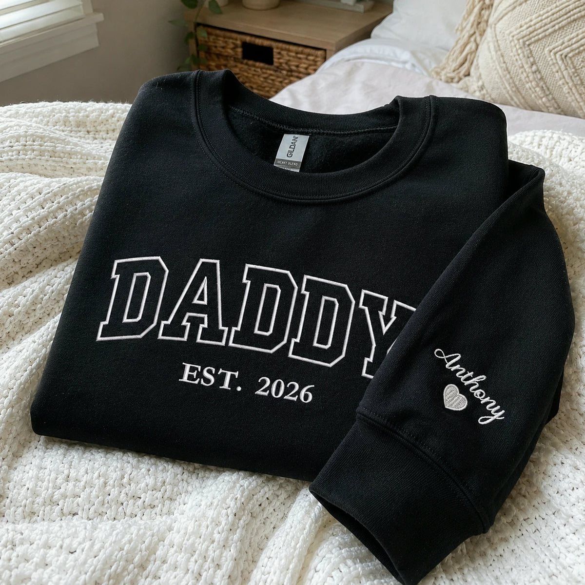 Custom Embroidered Daddy Varsity Est Sweatshirt or Hoodie, Gift for Daddy on Father's Day