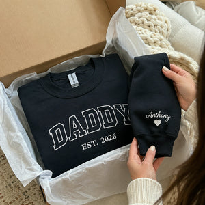 Custom Embroidered Daddy Varsity Est Sweatshirt or Hoodie, Gift for Daddy on Father's Day