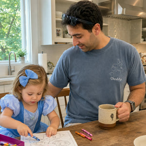 Personalized Daddy Line Art T-Shirt with Custom Embroidered Photo Outline Gift for Father's Day, Gift from Wife