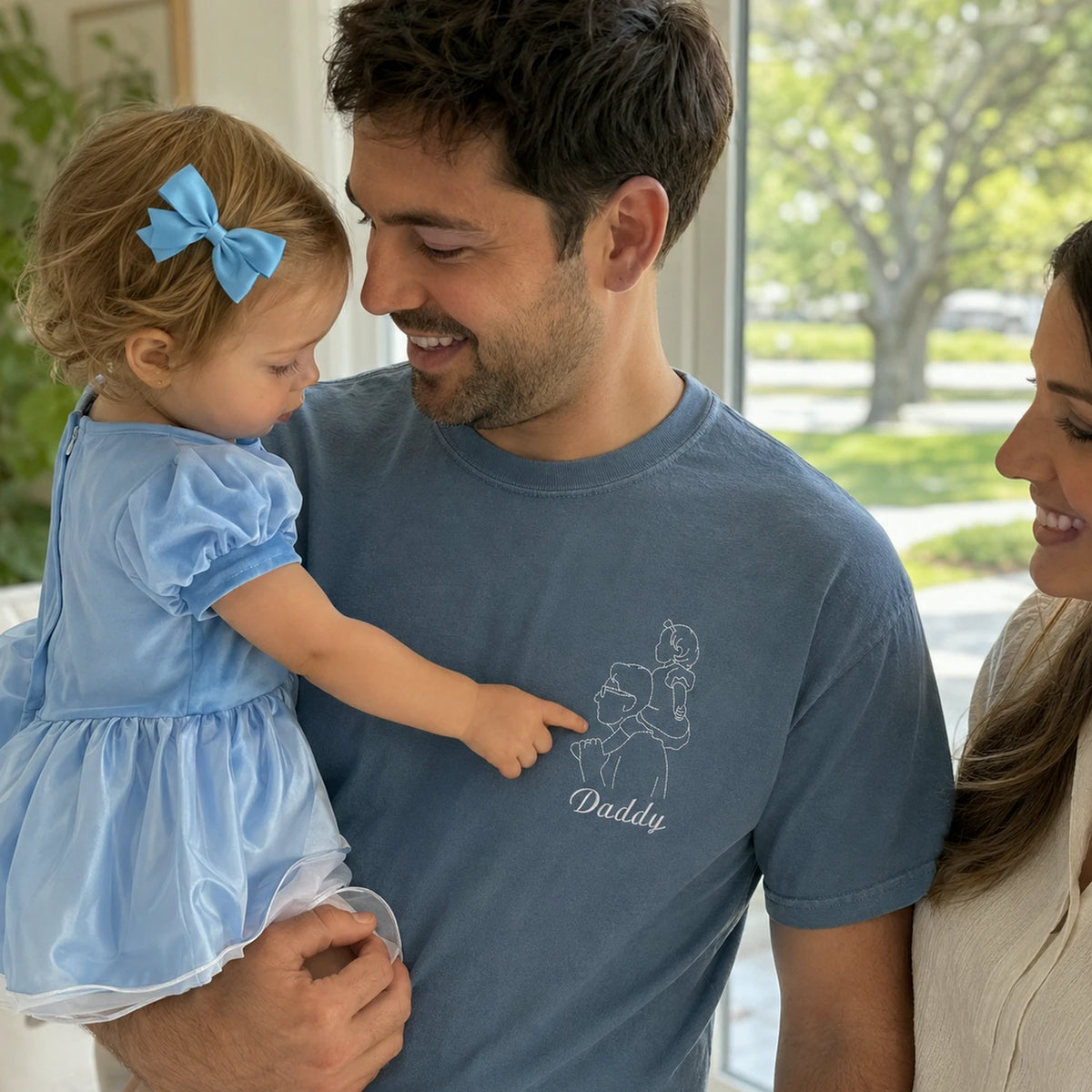 Dad and Daughter Photo Outline T-Shirt or Sweatshirt, Personalized Father's Day Gift