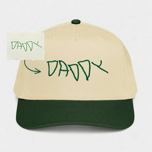Custom Kids Handwriting Snapback Hats - Embroidered Daddy Caps with Childrens Artwork