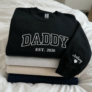 Custom Embroidered Daddy Varsity Est Sweatshirt or Hoodie, Gift for Daddy on Father's Day