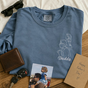 Dad and Daughter Photo Outline T-Shirt or Sweatshirt, Personalized Father's Day Gift