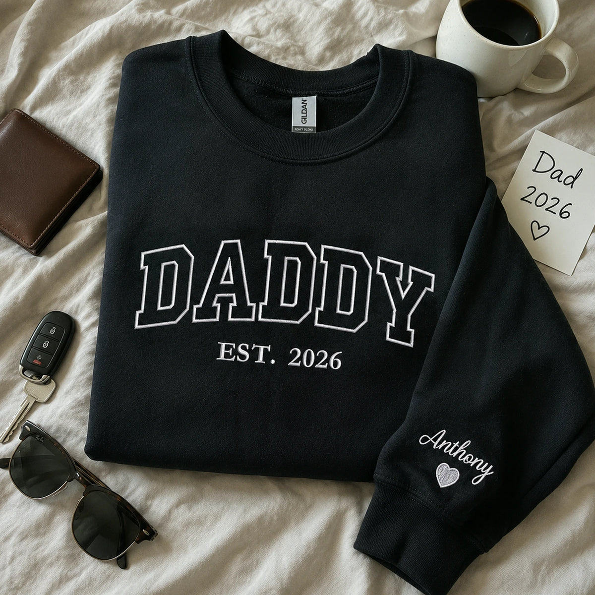 Custom Embroidered Daddy Varsity Est Sweatshirt or Hoodie, Gift for Daddy on Father's Day