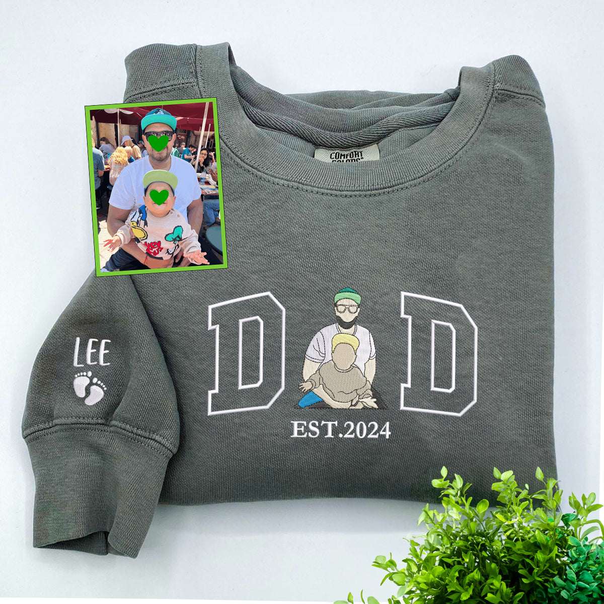 Custom Dad Est Shirt – Embroidered Portrait to Celebrate Fatherhood