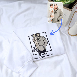Personalized Photo Unique Gift for Dad Embroidered Crewneck Sweatshirt, Hoodie