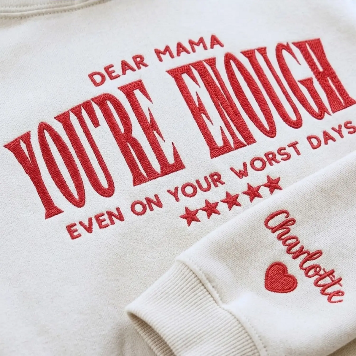 Dear mama you're enough embroidered sweatshirt gift for tired mom cozy encouragement hoodie