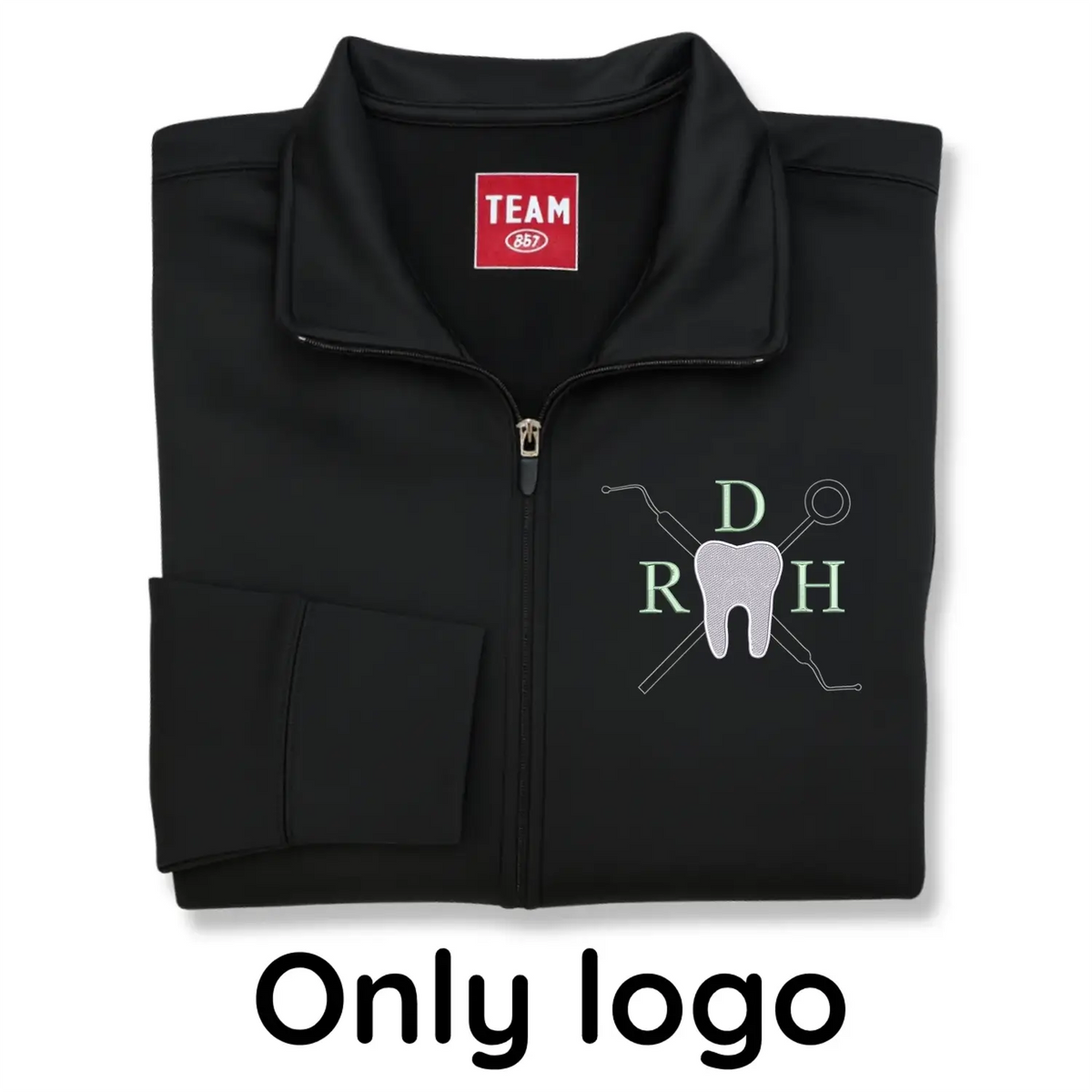 Custom embroidered dental hygienist jacket with name and RDH title