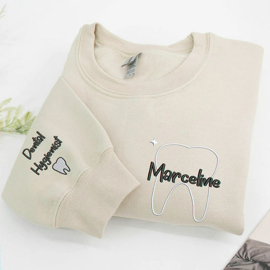 Embroidered Dental Hygienist Sweatshirt - Personalized Name, Gift for Dental Professionals
