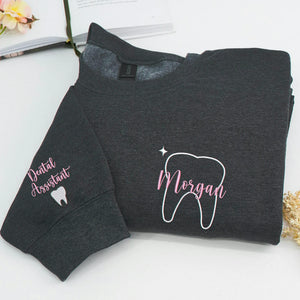 Embroidered Dental Hygienist Sweatshirt - Personalized Name, Gift for Dental Professionals