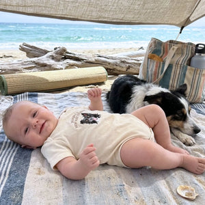 Custom Embroidered Baby Bodysuit Onesie with Pet Photo, Name - New Best Friend