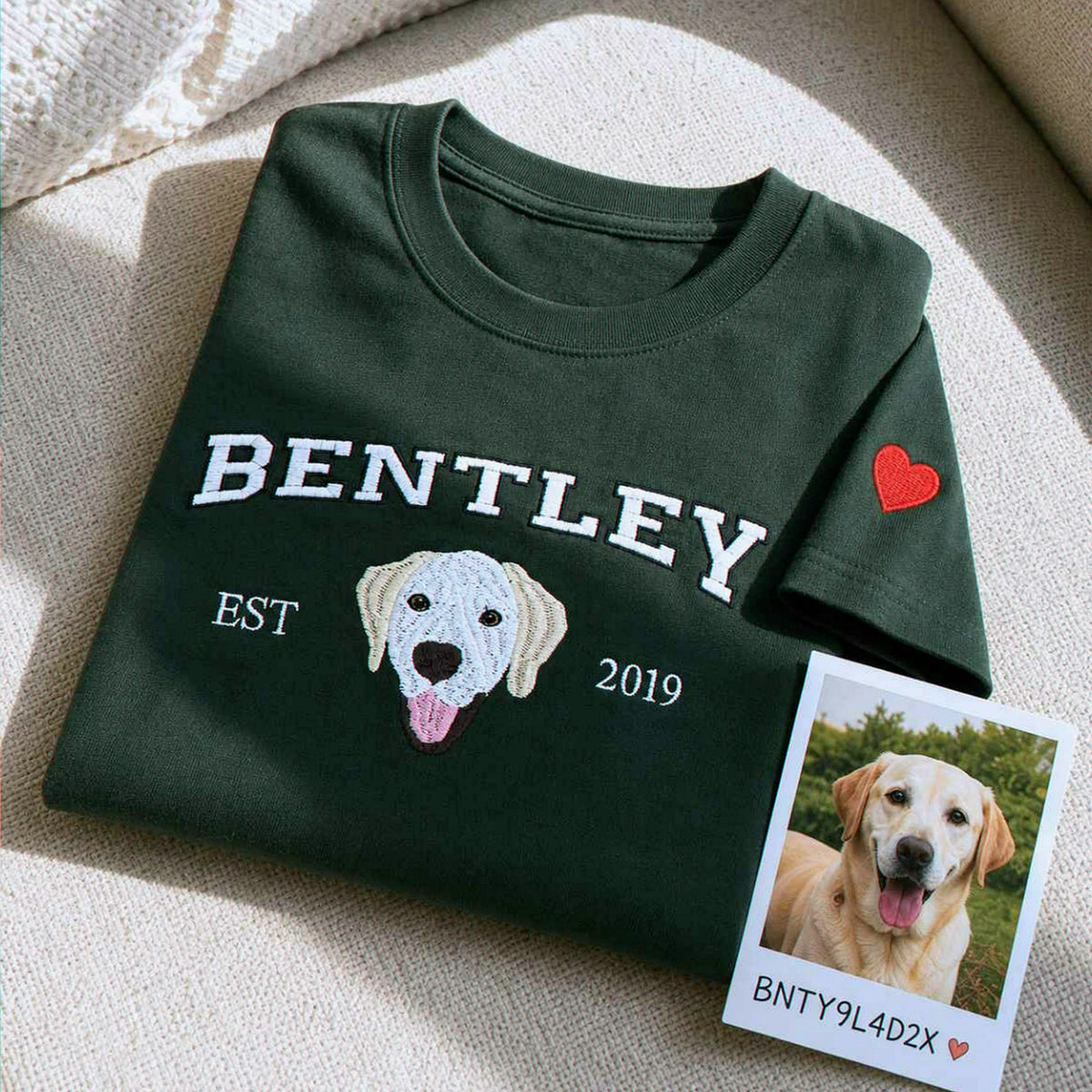 Custom Dog Portrait T-shirt for Birthday Boyfriend - Embroidered Pet Photo Tee & Name - Gift for Him