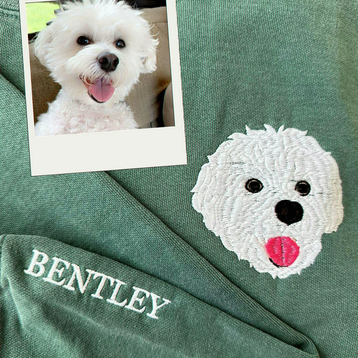 Custom Dog Portrait Sweatshirt for Birthday Boyfriend - Embroidered Pet Photo Crewneck & Name - Gift for Him