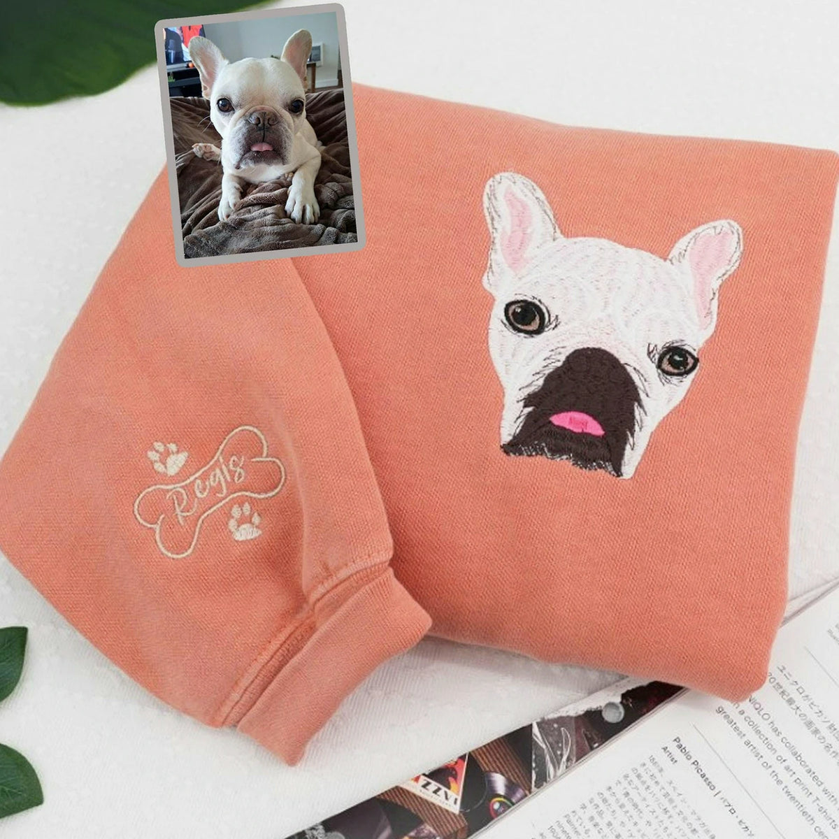 Custom Dog Portrait Sweatshirt for Birthday Boyfriend - Embroidered Pet Photo Crewneck & Name - Gift for Him