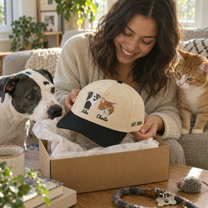 Custom Cat Portrait Snapback Hat, Embroidered Cat Photo Gift, Personalized Side Back Cap