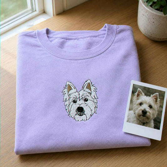 Custom Dog Memorial T-Shirt for Couple - Embroidered Pet Photo Portrait Tee & Name - Dog Loss Sympathy Gift for Him and Her