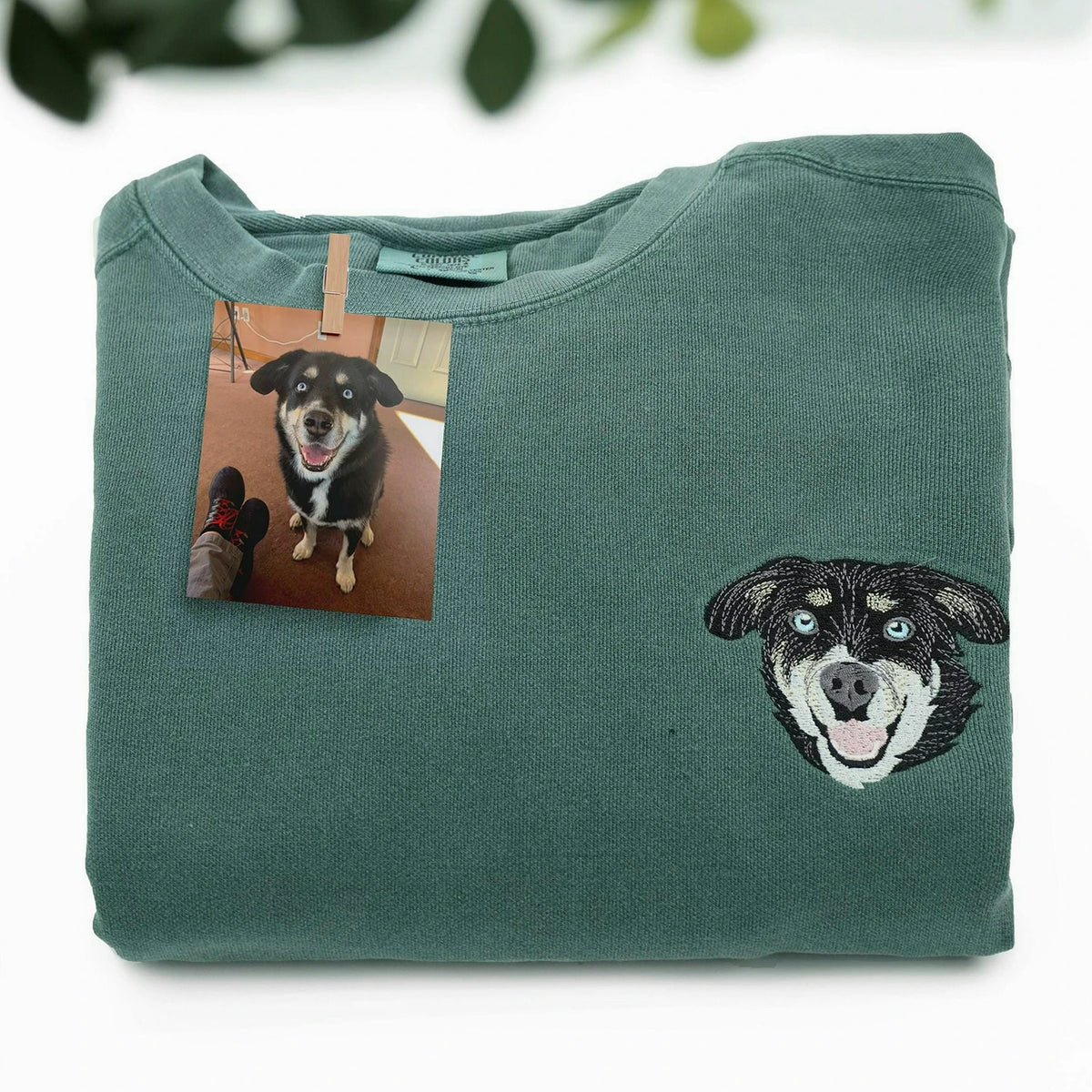 Blue Spruce Custom Dog Portrait Embroidered from Photo, Gift for Birthday Dad