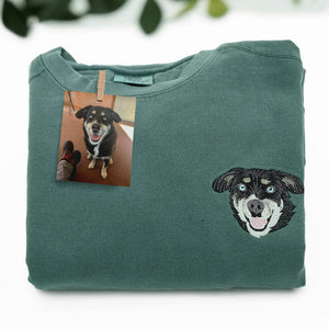Blue Spruce Custom Dog Portrait Embroidered from Photo, Gift for Birthday Dad
