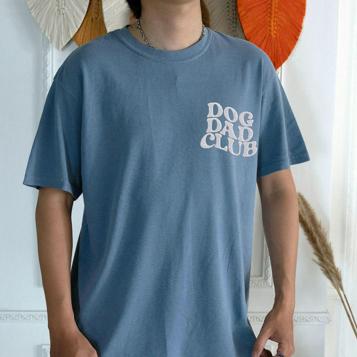 Personalized Dog Dad Club T-shirt - Sleeve Embroidery Pet Name & Icon Tee - Gift for Him