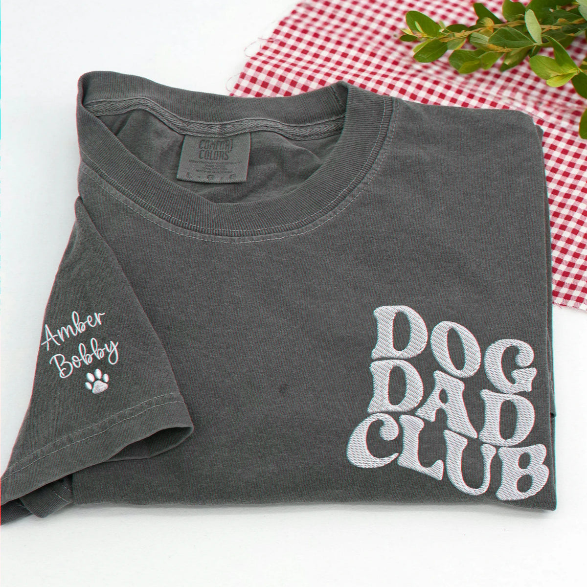Personalized Dog Dad Club T-shirt - Sleeve Embroidery Pet Name & Icon Tee - Gift for Him