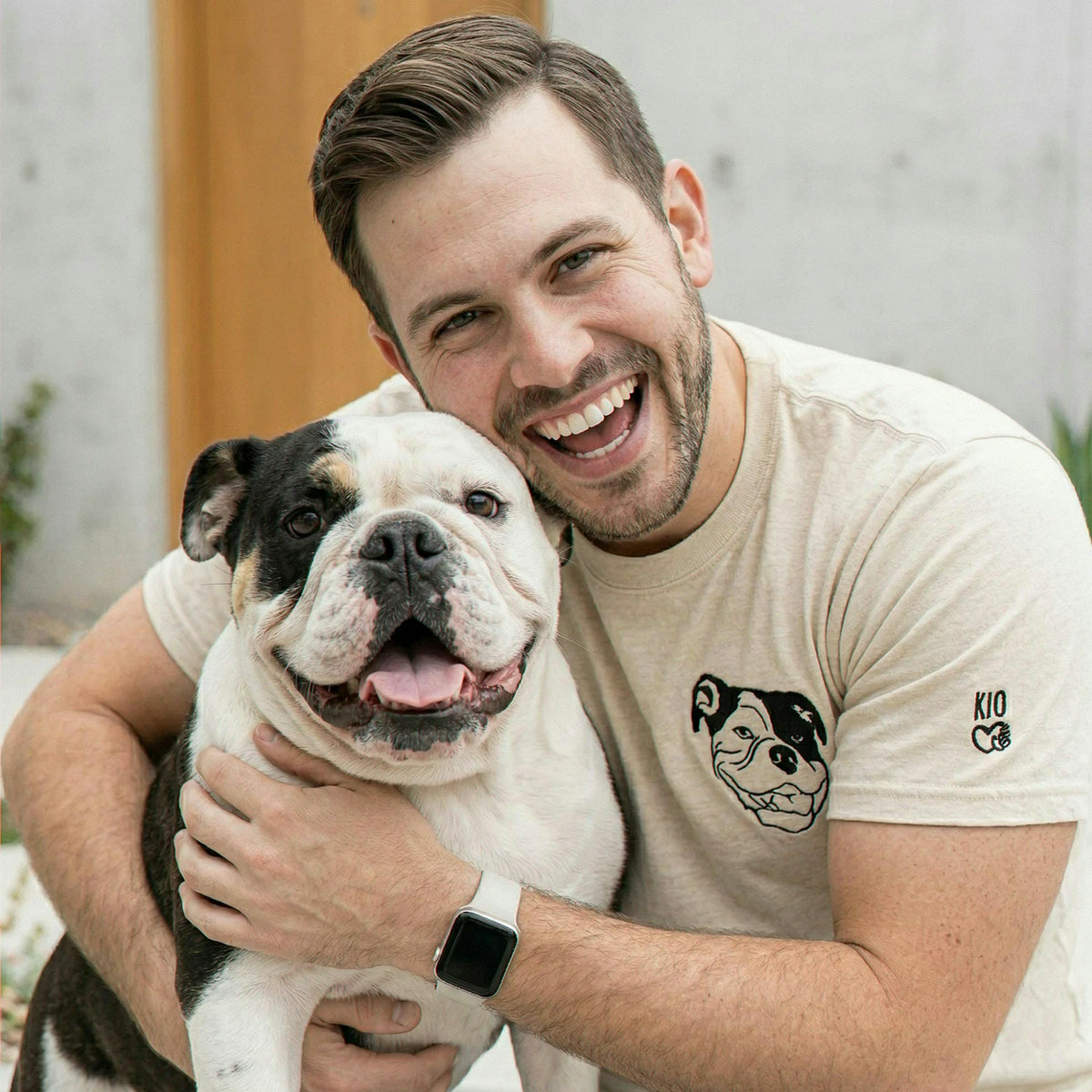Custom New Dog Outline T-Shirt for Dad - Embroidered Pet Photo Tee & Name - First Time Dog Dad Gift for Him