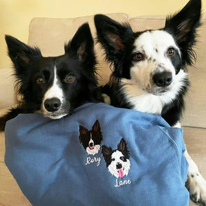 Custom Dog Memorial Sweatshirt for Dad - Embroidered Pet Photo Portrait Crewneck & Name - Dog Loss Sympathy Gift for Him