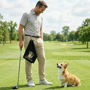Custom Embroidered Dog Dad Photo Golf Towel - Embroidered Pet Face Portrait Father's Day Gift for Men