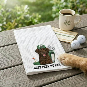 Custom Embroidered Dog Dad Photo Golf Towel - Embroidered Pet Face Portrait Father's Day Gift for Men
