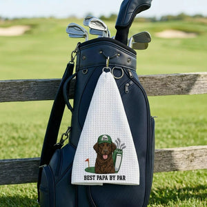 Custom Embroidered Dog Dad Photo Golf Towel - Embroidered Pet Face Portrait Father's Day Gift for Men