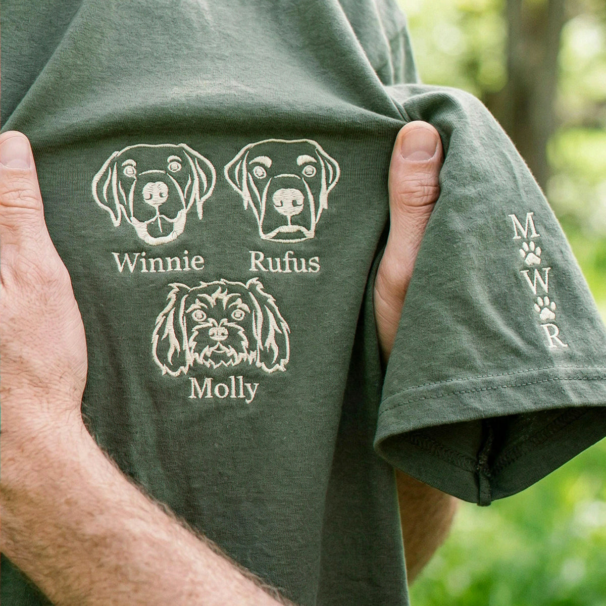 Military Green Custom Dog Portrait Embroidered from Photo, Gift for Dog Lovers