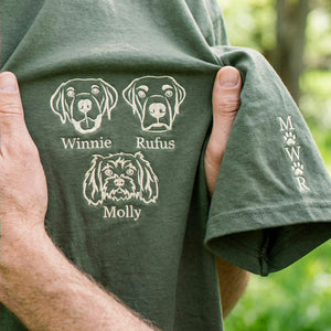 Military Green Custom Dog Portrait Embroidered from Photo, Gift for Dog Lovers