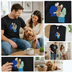 Custom Dog Dad Shirt With Pet Name T-Shirt, Embroidered Pet Photo Tee, Gifts For Best Dog Dad Ever