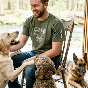 Custom Multiple Pet Photo T-Shirt for Men - Embroidered Dog Portrait, Name's Birthday Gift