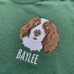 Custom Dog Portrait T-Shirt for Birthday Dad - Embroidered Pet Photo Tee & Name - Gift for Him