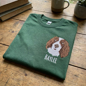 Custom Dog Portrait T-Shirt for Birthday Dad - Embroidered Pet Photo Tee & Name - Gift for Him