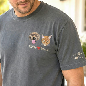 Grey Dog Portrait Embroidered Shirt for Dog Dad 