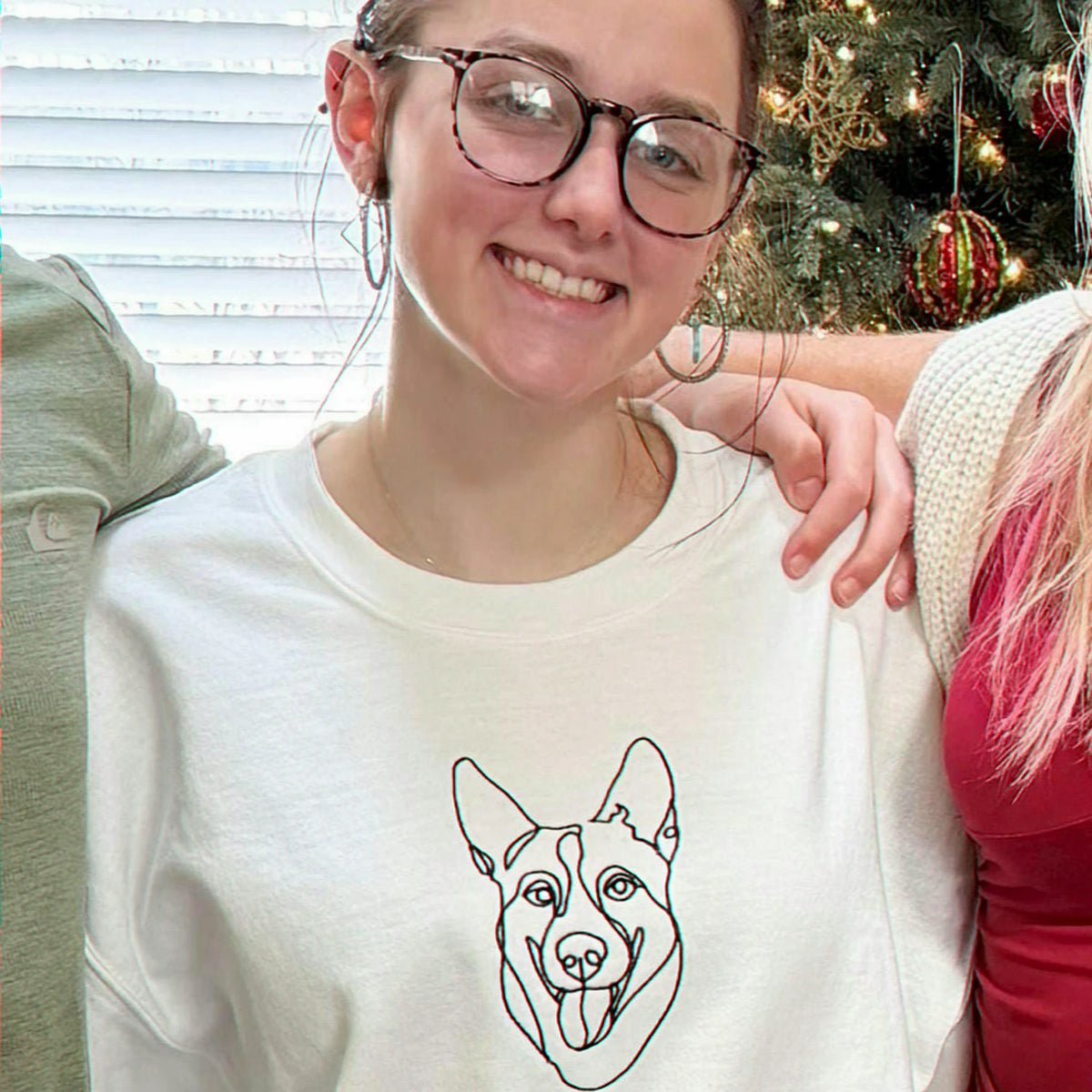 Custom Dog Portrait Embroidered Sweatshirt for Dog Dad, Personalized Pet Memorial Gift For Husband