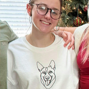 Custom Dog Portrait Embroidered Sweatshirt for Dog Dad, Personalized Pet Memorial Gift For Husband