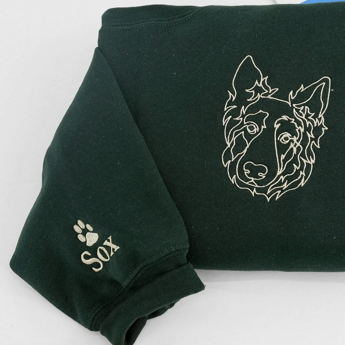 Custom Dog Portrait Embroidered Sweatshirt for Dog Dad, Personalized Pet Memorial Gift For Husband
