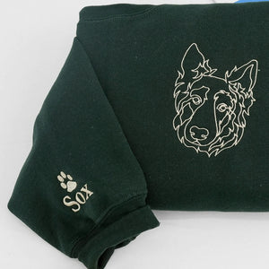 Custom Dog Portrait Embroidered Sweatshirt for Dog Dad, Personalized Pet Memorial Gift For Husband