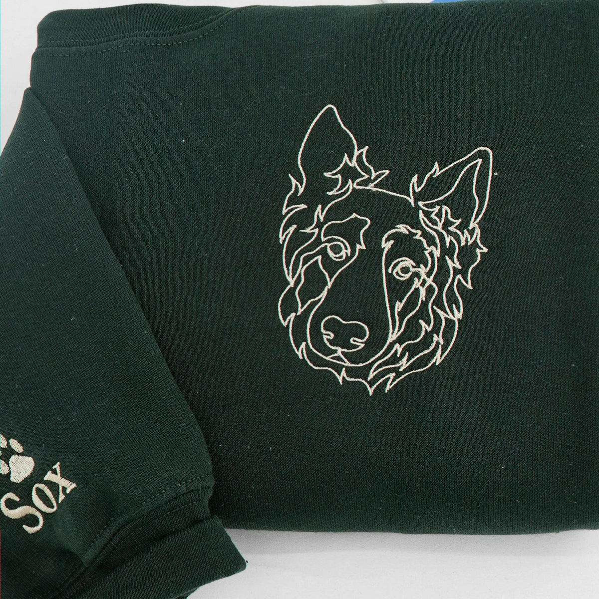 Custom Dog Portrait Embroidered Sweatshirt for Dog Dad, Personalized Pet Memorial Gift For Husband