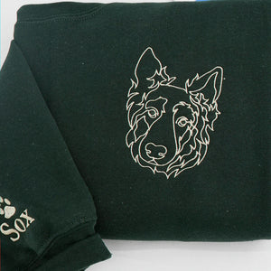 Custom Dog Portrait Embroidered Sweatshirt for Dog Dad, Personalized Pet Memorial Gift For Husband